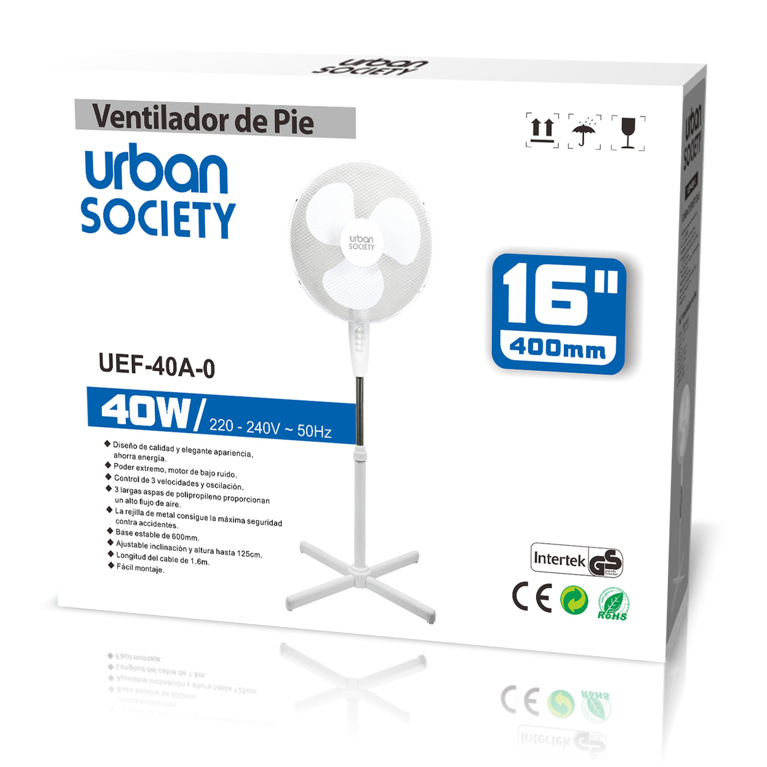 URBAN VENTILADOR DE PIE 40W BLANCO BASE CRUZ 555004