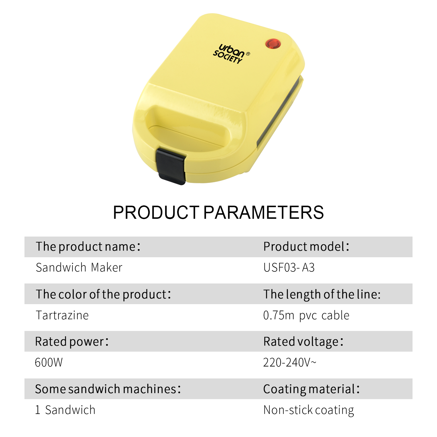 SANDWICHERA MANUAL AMARILLO 600W 8433962556032