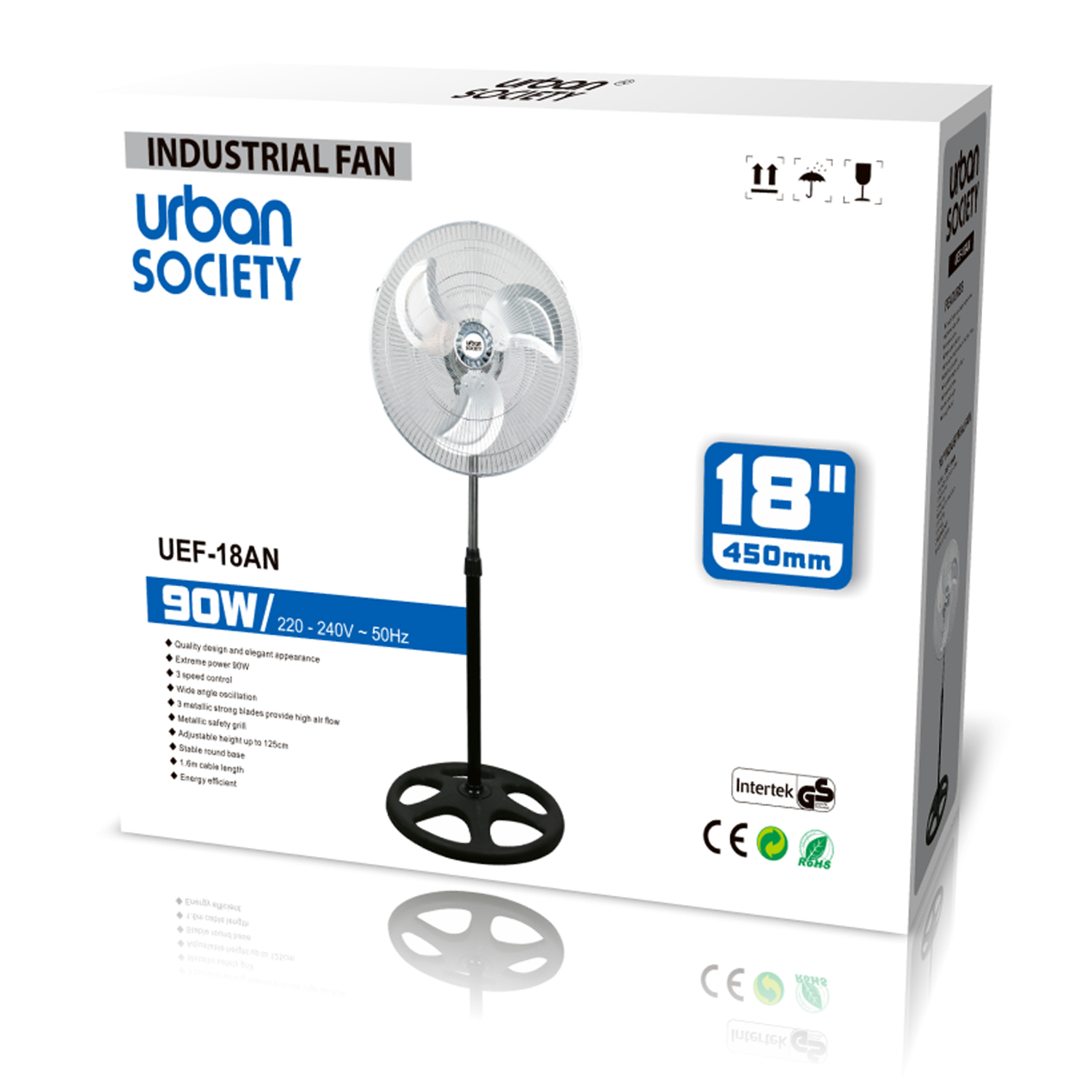 URBAN VENTILADOR ALUMINIO DE PIE 90W NEGRO 555219