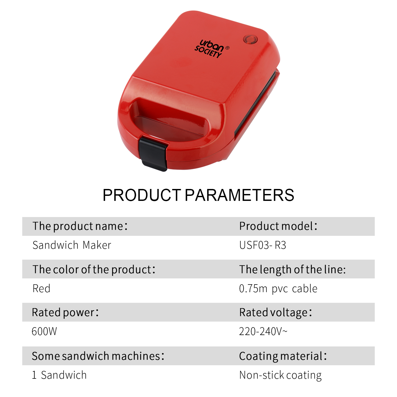 SANDWICHERA MANUAL ROJO 600W 8433962556025