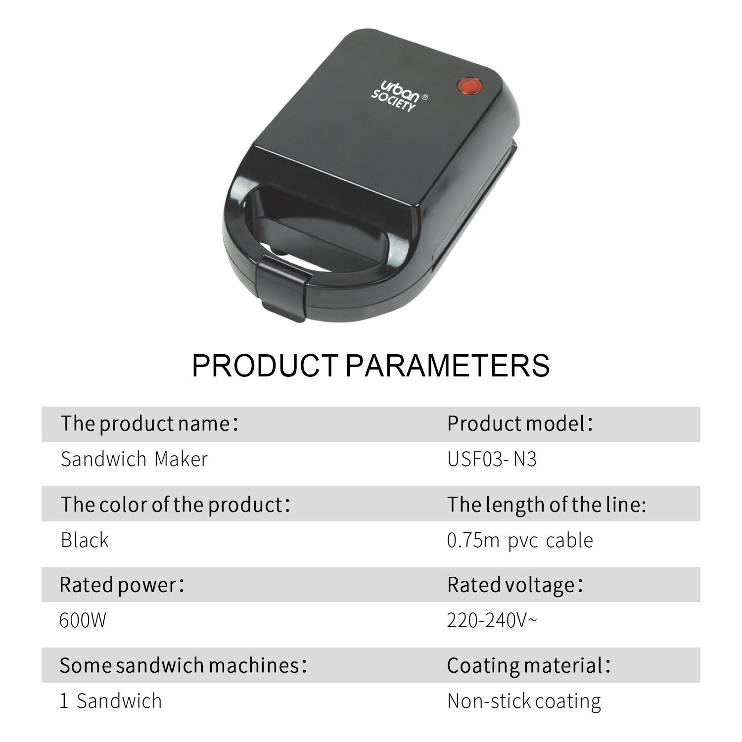SANDWICHERA MANUAL NEGRO 600W 8433962556018